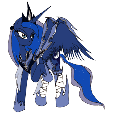 Size: 768x787 | Tagged: safe, artist:dankodeadzone, princess luna, alicorn, pony, female, jewelry, mare, raised hoof, regalia, simple background, solo, transparent background, wing armor