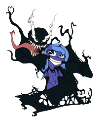 Size: 1416x1632 | Tagged: safe, artist:dankodeadzone, princess luna, alicorn, pony, female, forced grin, grin, mare, s1 luna, simple background, sitting, smiling, symbiote, transparent background, venom