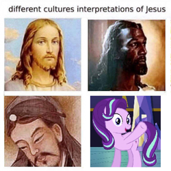 Size: 400x400 | Tagged: safe, derpibooru import, editor:useraccount, starlight glimmer, pony, unicorn, christianity, drama, drama bait, funny, hilarious, hornless unicorn, image macro, jesus christ, meme, needs more jpeg, op is a cuck, op is trying to start shit, religion, shitposting, starlight drama, starlight drama drama, starlight drama drama drama, text, we are going to hell