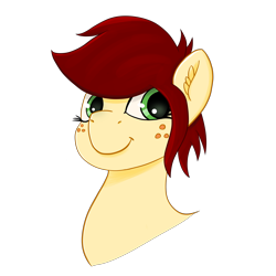 Size: 2600x2600 | Tagged: safe, artist:chrisfhey, oc, oc only, oc:canni soda, earth pony, pony, female, freckles, green eyes, mare, mascot, red mane