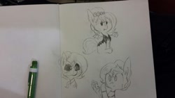 Size: 1280x720 | Tagged: safe, artist:tjpones, oc, oc only, oc:brownie bun, vampire, frankenstein's monster, monochrome, monster, mummy, sketch, sketch dump, traditional art