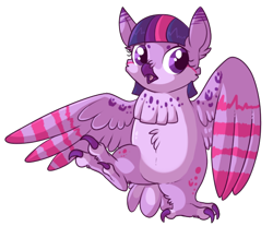 Size: 550x480 | Tagged: safe, artist:lulubell, twilight sparkle, bird, owl, birdified, cute, looking at you, open mouth, raised leg, simple background, solo, species swap, spread wings, transparent background, twilight sparkowl, wings
