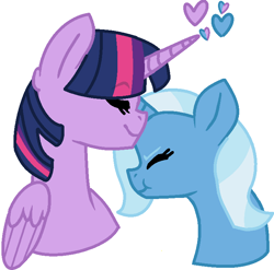 Size: 725x715 | Tagged: safe, artist:lucylink, derpibooru import, trixie, twilight sparkle, twilight sparkle (alicorn), alicorn, pony, female, heart, lesbian, shipping, simple background, twixie, white background