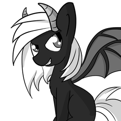 Size: 806x806 | Tagged: safe, artist:tjpones, oc, oc only, bat pony, pony, monochrome, solo