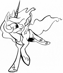 Size: 768x893 | Tagged: safe, artist:php27, princess celestia, princess luna, alicorn, pony, female, looking back, mare, monochrome, running, solo