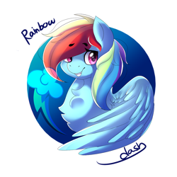 Size: 1000x1000 | Tagged: safe, artist:yellowalpaca0726, derpibooru import, rainbow dash, pegasus, pony, bust, female, mare, outline highlights, solo