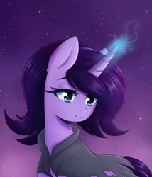 Size: 1772x2074 | Tagged: safe, artist:fluffymaiden, derpibooru import, oc, oc only, oc:eclipse, pony, unicorn, female, mare, night, smiling, solo