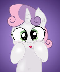 Size: 1250x1480 | Tagged: safe, artist:an-tonio, sweetie belle, pony, :p, colored, cute, diasweetes, gradient background, silly, silly pony, solo, squishy cheeks, tongue out