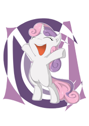 Size: 4662x6603 | Tagged: safe, artist:zaiyaki, sweetie belle, pony, unicorn, abstract background, absurd resolution, bipedal, eyes closed, female, filly, open mouth, solo