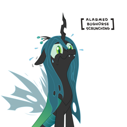 Size: 2500x2500 | Tagged: safe, artist:hotkinkajou, artist:lalieri, queen chrysalis, changeling, changeling queen, colored, descriptive noise, meme, scrunchy face, simple background, solo, vector, white background