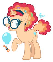 Size: 1457x1709 | Tagged: safe, artist:polymercorgi, derpibooru import, oc, pony, unicorn, female, glasses, mare, offspring, parent:pinkie pie, parent:sunburst, parents:pinkieburst, simple background, solo, white background