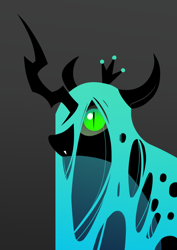 Size: 2480x3508 | Tagged: safe, artist:underpable, derpibooru import, queen chrysalis, changeling, changeling queen, female, looking at you, simple background, solo