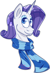 Size: 2247x3291 | Tagged: safe, artist:alfredbeilschmidt, derpibooru import, rarity, pony, unicorn, bust, clothes, female, heart eyes, mare, scarf, smiling, solo, wingding eyes