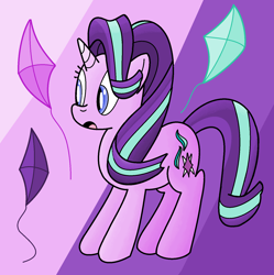 Size: 1536x1544 | Tagged: safe, artist:notadeliciouspotato, derpibooru import, starlight glimmer, pony, unicorn, kite, solo, that pony sure does love kites