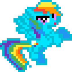 Size: 960x960 | Tagged: safe, artist:joeydr, derpibooru import, rainbow dash, pegasus, pony, female, mare, open mouth, pixel art, simple background, solo, transparent background