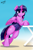 Size: 500x750 | Tagged: safe, artist:iloota, derpibooru import, twilight sparkle, twilight sparkle (alicorn), alicorn, pony, semi-anthro, bipedal, bipedal leaning, clothes, equestria girls outfit, female, human shoulders, humanoid torso, leaning, mare, one-piece swimsuit, smiling, solo, swimsuit