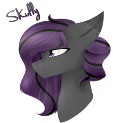 Size: 869x949 | Tagged: safe, artist:okimichan, derpibooru import, oc, oc:skully, pony, bust, female, mare, portrait, simple background, solo, transparent background