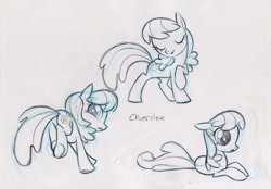 Size: 900x626 | Tagged: safe, artist:caakes, cheerilee, earth pony, pony, concept art, female, mare, monochrome, official, sketch, solo, traditional art
