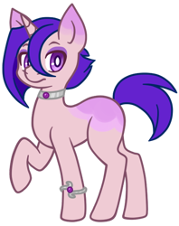 Size: 400x506 | Tagged: safe, artist:vladivoices, derpibooru import, oc, oc only, oc:cinnamon beat, pony, unicorn, bracelet, choker, female, jewelry, purple eyes, purple hair, redesign, solo, updated design