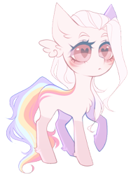 Size: 400x534 | Tagged: safe, artist:kirionek, derpibooru import, oc, oc only, oc:spectral ballad, earth pony, pony, adopted, adopted oc, blushing, chest fluff, cute, female, heart eyes, ocbetes, pastel, pink eyes, rainbow hair, rainbow tail, raised hoof, simple background, solo, standing, three quarter view, transparent background, white fur, white hair, wing ears, wingding eyes