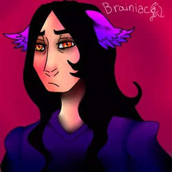 Size: 1600x1600 | Tagged: safe, artist:brainiac, oc, oc only, oc:brainiac, human, bust, eared humanization, humanized, humanized oc, solo