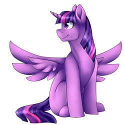 Size: 1568x1568 | Tagged: safe, artist:erroremma, derpibooru import, twilight sparkle, twilight sparkle (alicorn), alicorn, pony, missing cutie mark, simple background, solo, white background