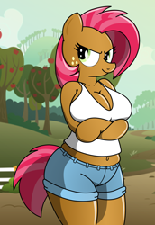 Size: 2200x3200 | Tagged: safe, artist:an-tonio, artist:pananovich, babs seed, anthro, arm hooves, arm under breasts, boobs seed, breasts, cleavage, clothes, female, older, plump, solo, tanktop