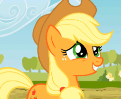 Size: 658x540 | Tagged: safe, edit, edited screencap, editor:hotkinkajou, screencap, applejack, earth pony, pony, the last roundup, animated, applejack's hat, blinking, blushing, cowboy hat, cropped, cute, disembodied hand, female, gif, hand, hat, hotkinkajou is trying to murder us, jackabetes, mare, petting, scratching, smiling, solo, solo focus
