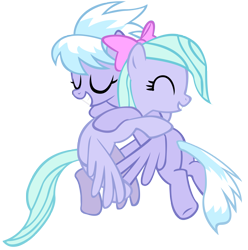 Size: 2560x2578 | Tagged: safe, artist:aeroytechyon-x, cloudchaser, flitter, pegasus, pony, duo, eyes closed, female, high res, hug, mare, simple background, smiling, transparent background