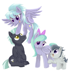 Size: 1000x1100 | Tagged: safe, artist:包子貓, cloudchaser, flitter, rumble, thunderlane, pegasus, pony, colt, female, male, mare, simple background, smiling, stallion, white background