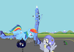 Size: 2900x2054 | Tagged: safe, artist:lonewolf3878, derpy hooves, rainbow dash, oc, pegasus, pony, aircraft, f-14 tomcat, female, fighter, high res, jet, jet fighter, mare, new lunar republic, plane