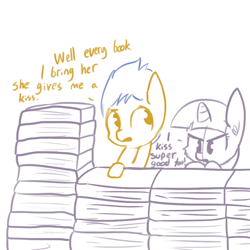 Size: 792x792 | Tagged: safe, artist:tjpones, flash sentry, twilight sparkle, twilight sparkle (alicorn), alicorn, pony, book, book fort, book thief arc, female, flashlight, male, mare, pouting, shipping, straight