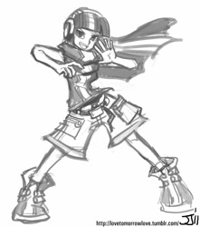 Size: 882x1000 | Tagged: safe, artist:johnjoseco, twilight sparkle, human, crossover, female, grayscale, humanized, monochrome, sakuraba neku, solo, the world ends with you