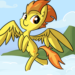 Size: 720x720 | Tagged: safe, artist:tjpones, spitfire, cute, cutefire, smiling, solo, spread wings