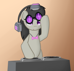 Size: 932x903 | Tagged: safe, artist:erthilo, octavia melody, earth pony, pony, bipedal, dj table, headphones, sunglasses, tumblr, turntable