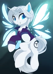 Size: 2976x4095 | Tagged: safe, artist:magnaluna, derpibooru import, oc, pony, unicorn, clothes, looking at you, smiling, solo