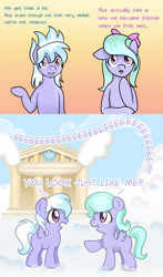 Size: 500x850 | Tagged: safe, artist:marikaefer, cloudchaser, flitter, comic, filly