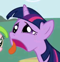 Size: 235x243 | Tagged: safe, edit, edited screencap, screencap, red gala, twilight sparkle, friendship is magic, apple family member, bleh, disgusted, inverted mouth, wat