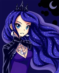 Size: 600x750 | Tagged: safe, artist:semehammer, princess luna, human, ear piercing, earring, female, humanized, jewelry, piercing, solo