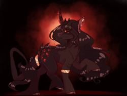 Size: 1024x768 | Tagged: safe, artist:akiiichaos, derpibooru import, oc, oc:lucifer, hybrid, unicorn, female, magical gay spawn, parent:king sombra, parent:lord tirek, solo