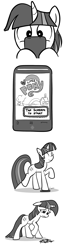 Size: 1085x4097 | Tagged: safe, artist:gsphere, twilight sparkle, android, broken, cellphone, comic, crying, fail, horse problems, my little pony logo, phone, reality ensues, smartphone, smashing