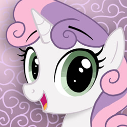 Size: 1000x1000 | Tagged: safe, artist:selenophile, sweetie belle, pony, unicorn, bust, cute, diasweetes, female, filly, foal, icon, looking at you, open mouth, open smile, portrait, smiling, smiling at you, solo
