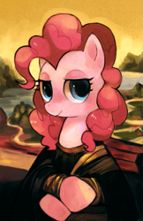 Size: 555x855 | Tagged: dead source, safe, artist:suikuzu, pinkie pie, earth pony, pony, beautiful, bedroom eyes, female, fine art parody, lidded eyes, looking at you, mare, mona lisa, pastiche, solo