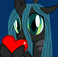 Size: 239x235 | Tagged: safe, artist:dabernd, queen chrysalis, changeling, changeling queen, :t, animated, changeling feeding, cute, cutealis, dilated pupils, ear twitch, heart, nom, smiling, solo, twitch, vibrating, weapons-grade cute
