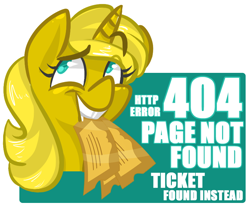 Size: 800x662 | Tagged: safe, artist:steeve, oc, oc only, oc:ticket, alicorn, pony, 404, alicorn oc, bust, colored pupils, female, http status code, looking back, mare, mouth hold, portrait, smiling, solo, ticket, tickets