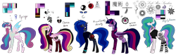 Size: 9999x3118 | Tagged: safe, artist:moonlight0shadow0, derpibooru import, oc, oc only, oc:angsty emocore, oc:clausa vera, oc:misanthropy melody, oc:myringa, oc:soprano shadow, alicorn, bat pony, bat pony alicorn, changeling, earth pony, pegasus, pony, undead, unicorn, vampire, vampony, alicorn oc, band, bat pony oc, changeling oc, chinese, choker, clothes, coat markings, curved horn, fangs, female, fishnet stockings, flannel, heart, hoodie, horn, horn ring, jewelry, lip piercing, look-alike, messy mane, necklace, nose piercing, nose ring, not cadance, not celestia, not flurry heart, not luna, not twilight sparkle, piercing, reference sheet, simple background, sisters, socks, spiked choker, striped socks, tattoo, transparent background, wall of tags, wing piercing, wristband