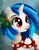 Size: 612x792 | Tagged: safe, artist:paintedhoofprints, dj pon-3, vinyl scratch, pony, unicorn, bells, christmas, cute, female, holly, mare, open mouth, smiling, solo, vinylbetes, wrong eye color