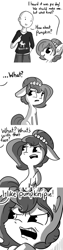 Size: 792x3168 | Tagged: safe, artist:tjpones, oc, oc only, oc:brownie bun, oc:richard, earth pony, human, pony, horse wife, comic, disgusted, faic, grayscale, monochrome, pi day, pumpkin pie, slice of life, this will end in divorce