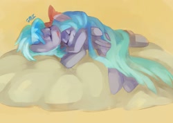 Size: 1761x1251 | Tagged: safe, artist:dhui, cloudchaser, flitter, pegasus, pony, female, mare, sleeping