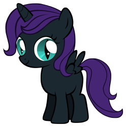 Size: 4747x4783 | Tagged: safe, artist:unfiltered-n, oc, oc only, oc:nyx, alicorn, absurd resolution, alicorn oc, blank flank, eye slits, female, filly, looking at you, simple background, smiling, solo, transparent background, vector